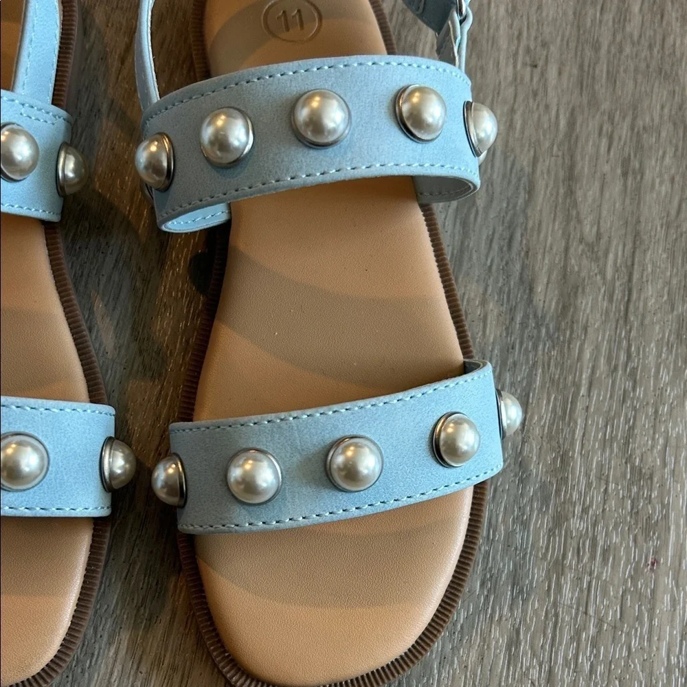 Cat & Jack Light Blue Sandals with Pearl Details